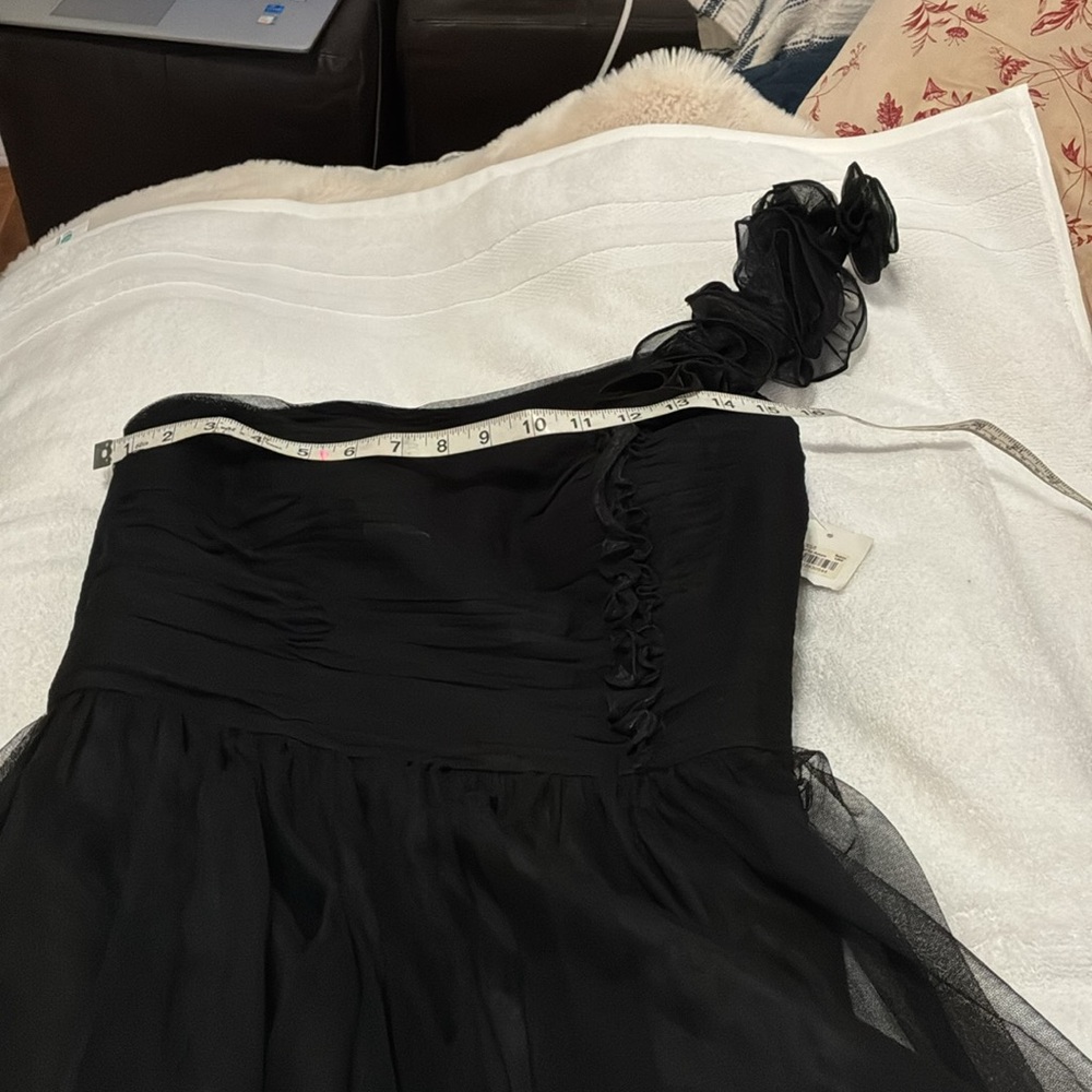 NWT Aidan Mattox stunning black one shoulder short dress with lovely mesh - Picture 14 of 16